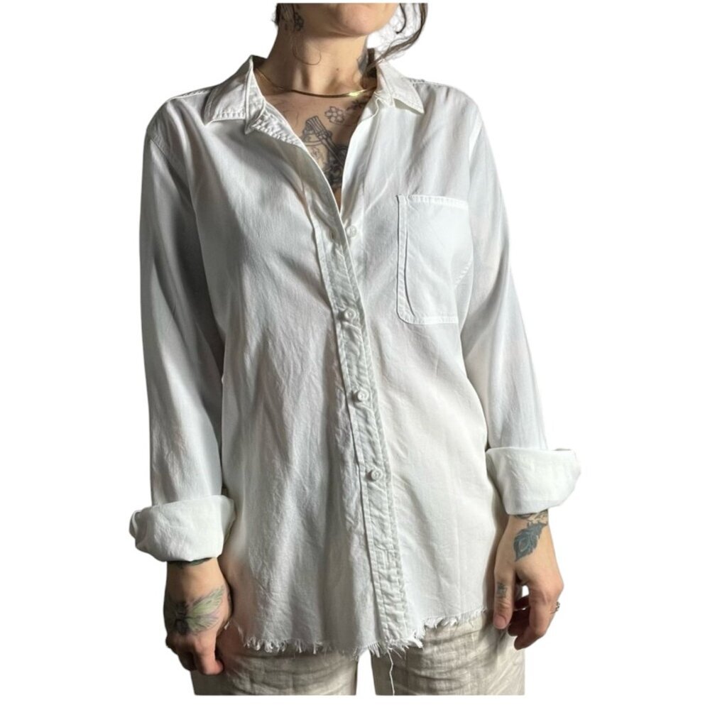 Cloth & Stone Anthropologie Raw Hem Tencel Button Down Shirt XS